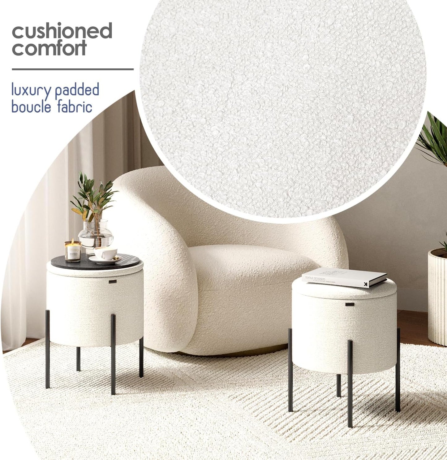 Round Ottoman Stool Storage