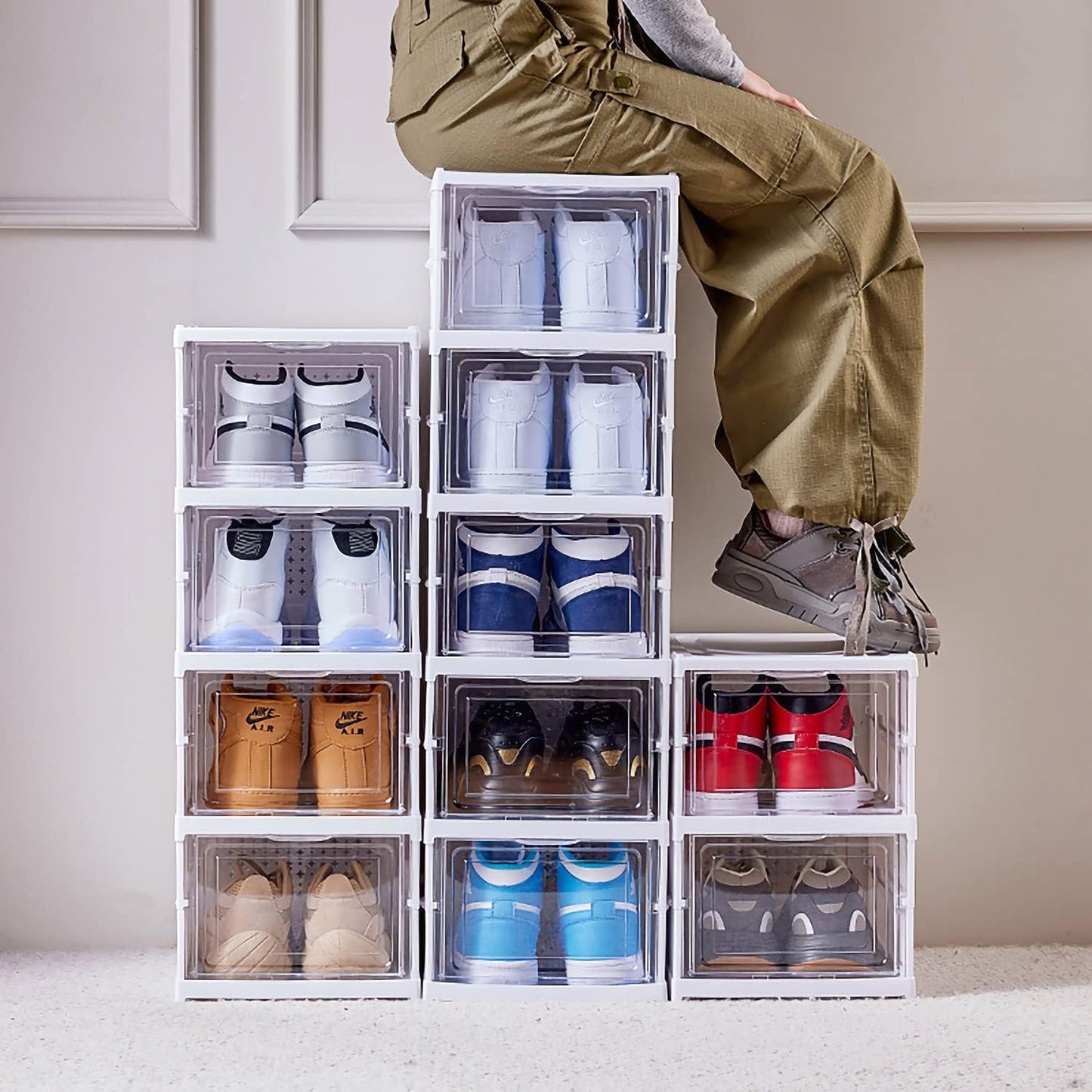 6 Layers Shoes Box Foldable Transparent Cabinet