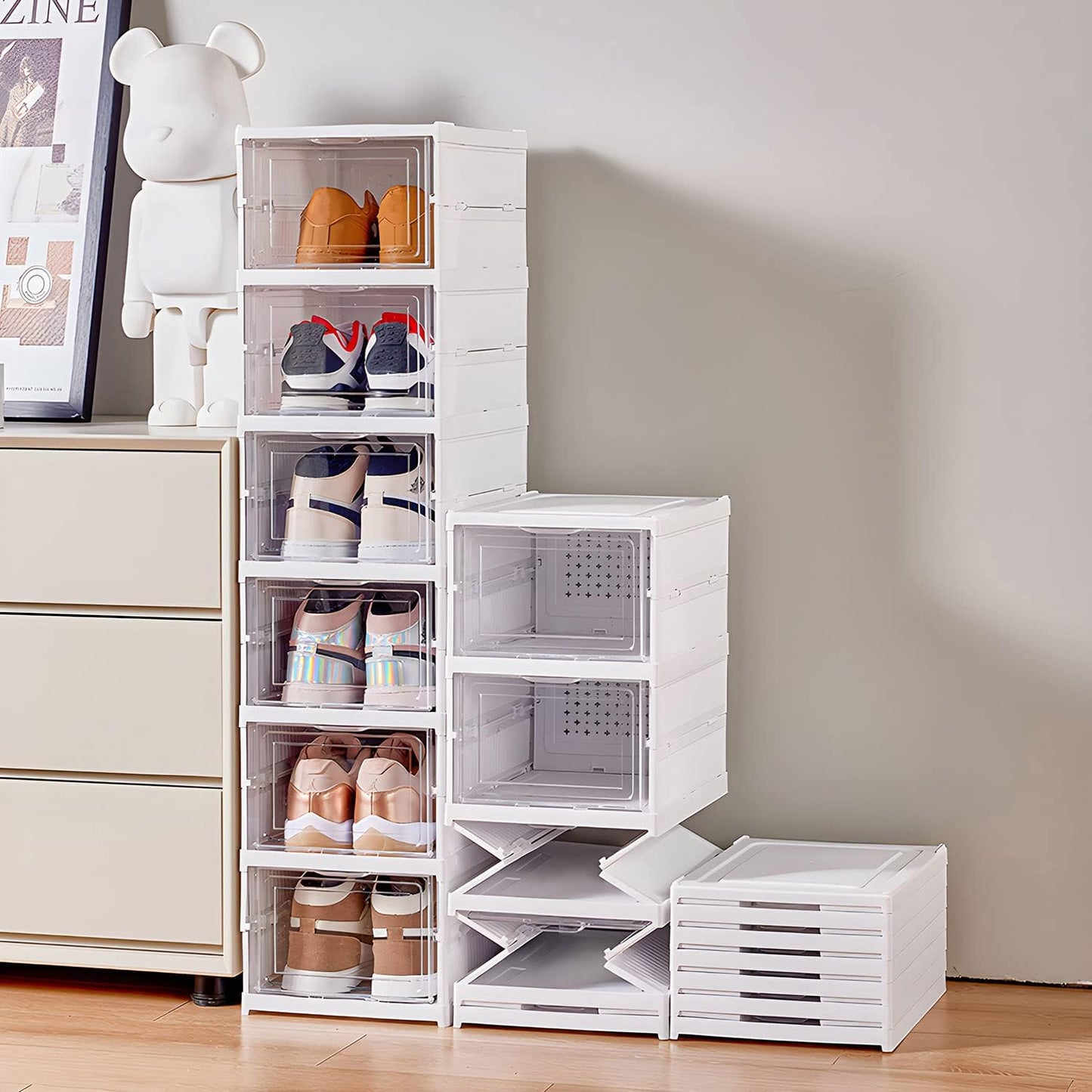 6 Layers Shoes Box Foldable Transparent Cabinet
