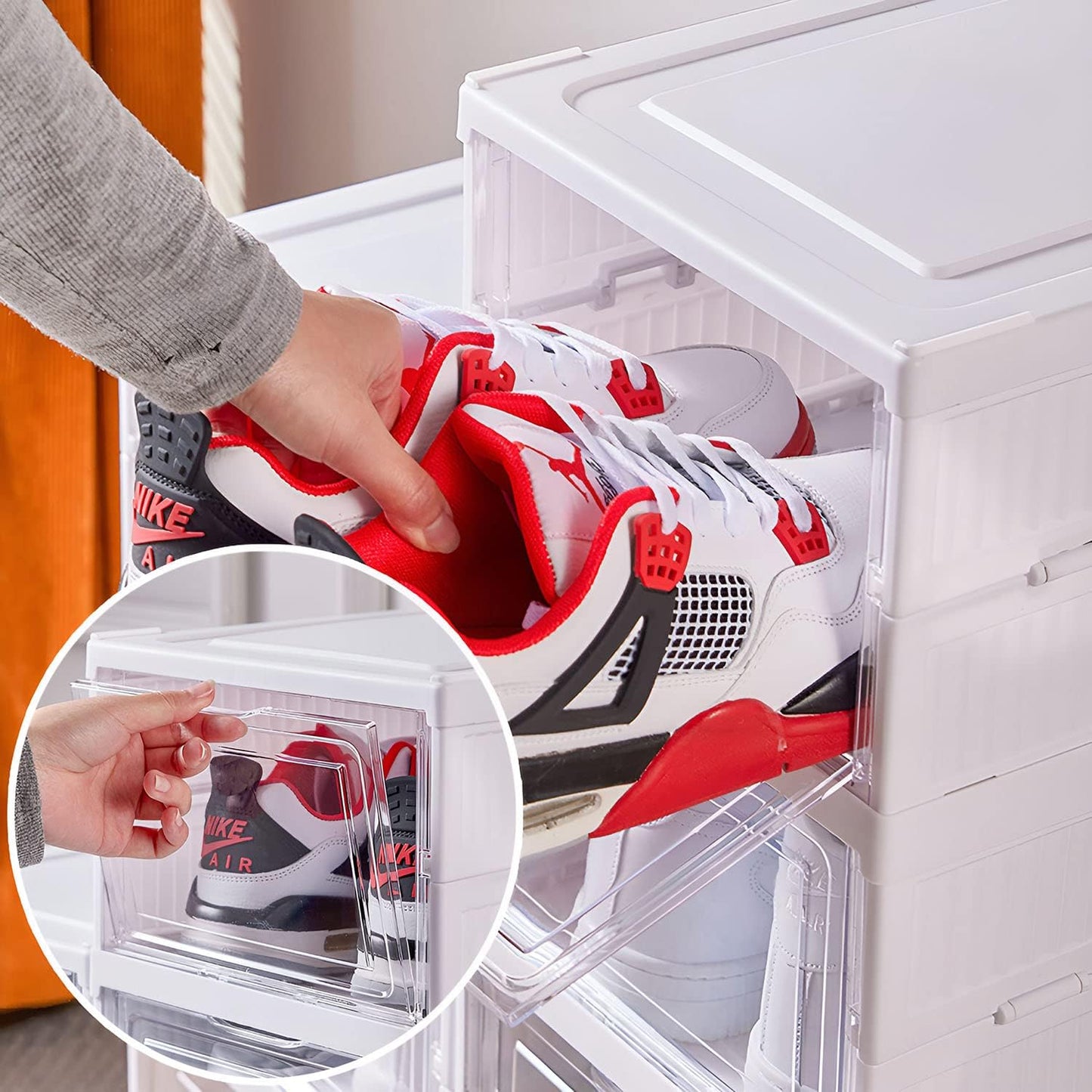 6 Layers Shoes Box Foldable Transparent Cabinet