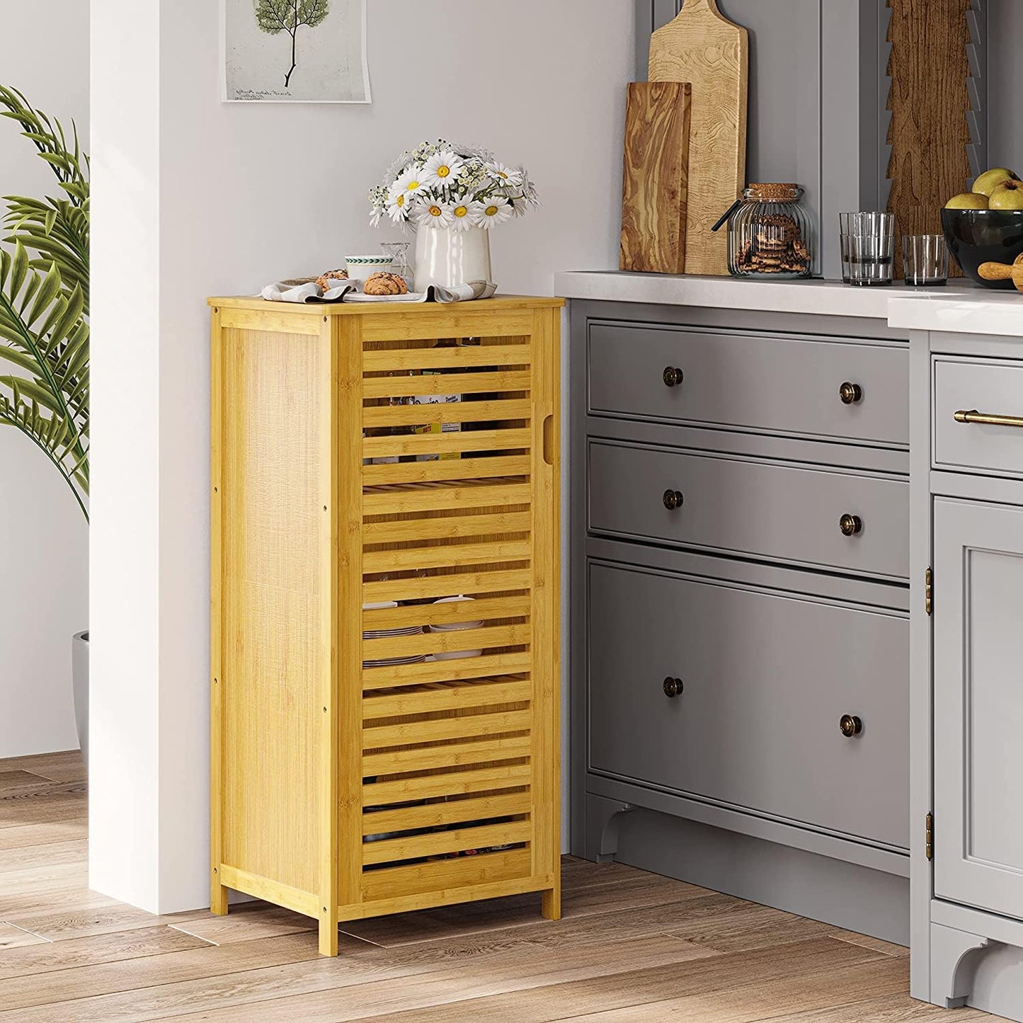 Narrow Bamboo Cabinet