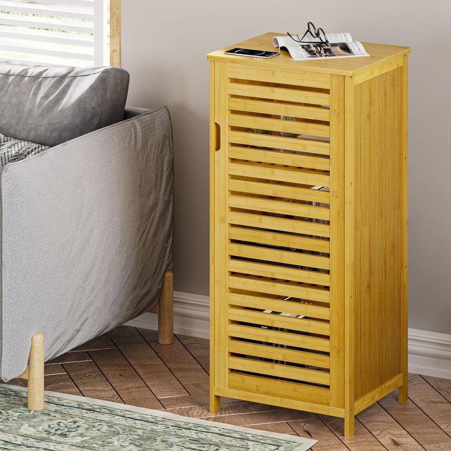Narrow Bamboo Cabinet