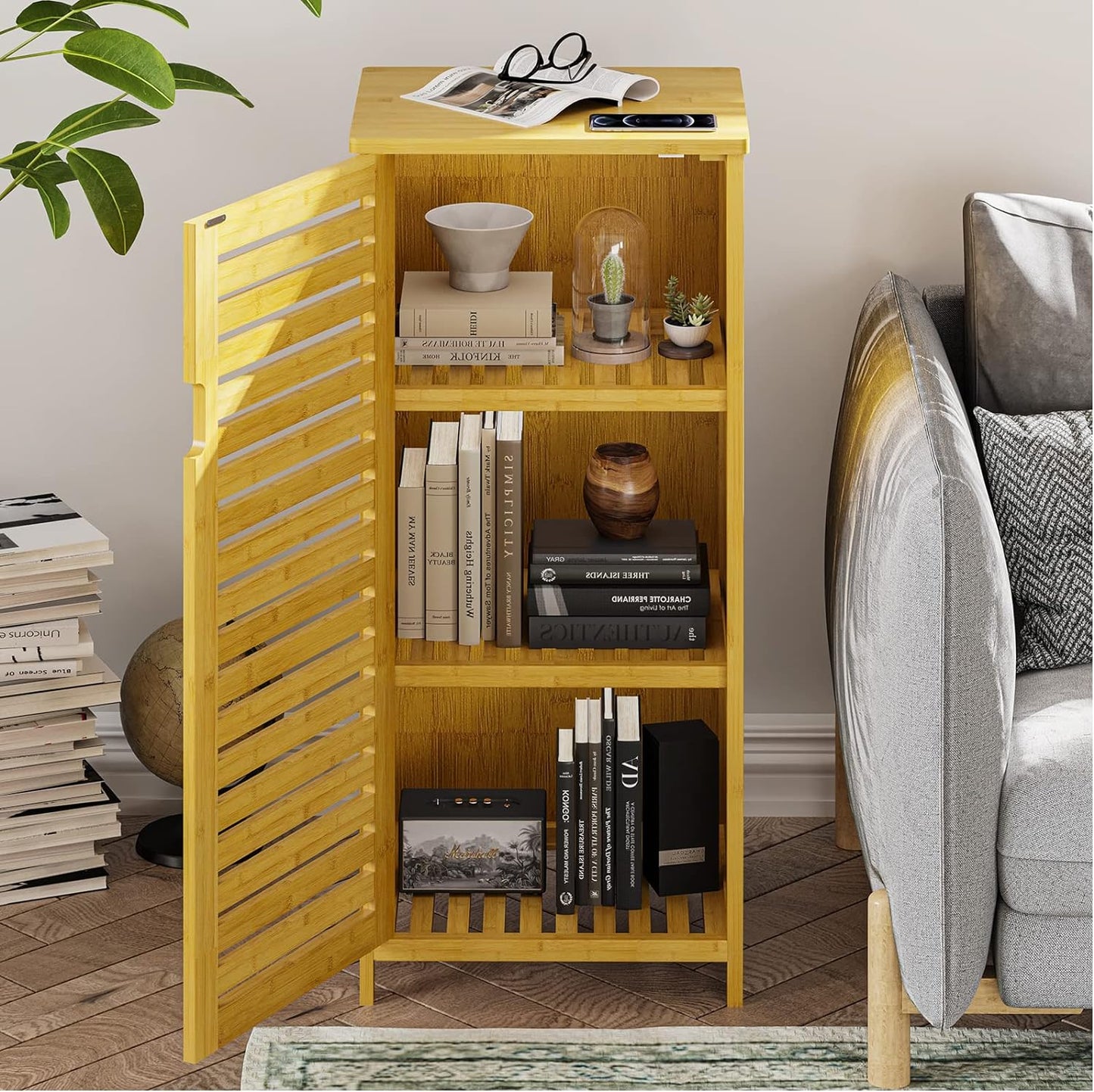 Narrow Bamboo Cabinet