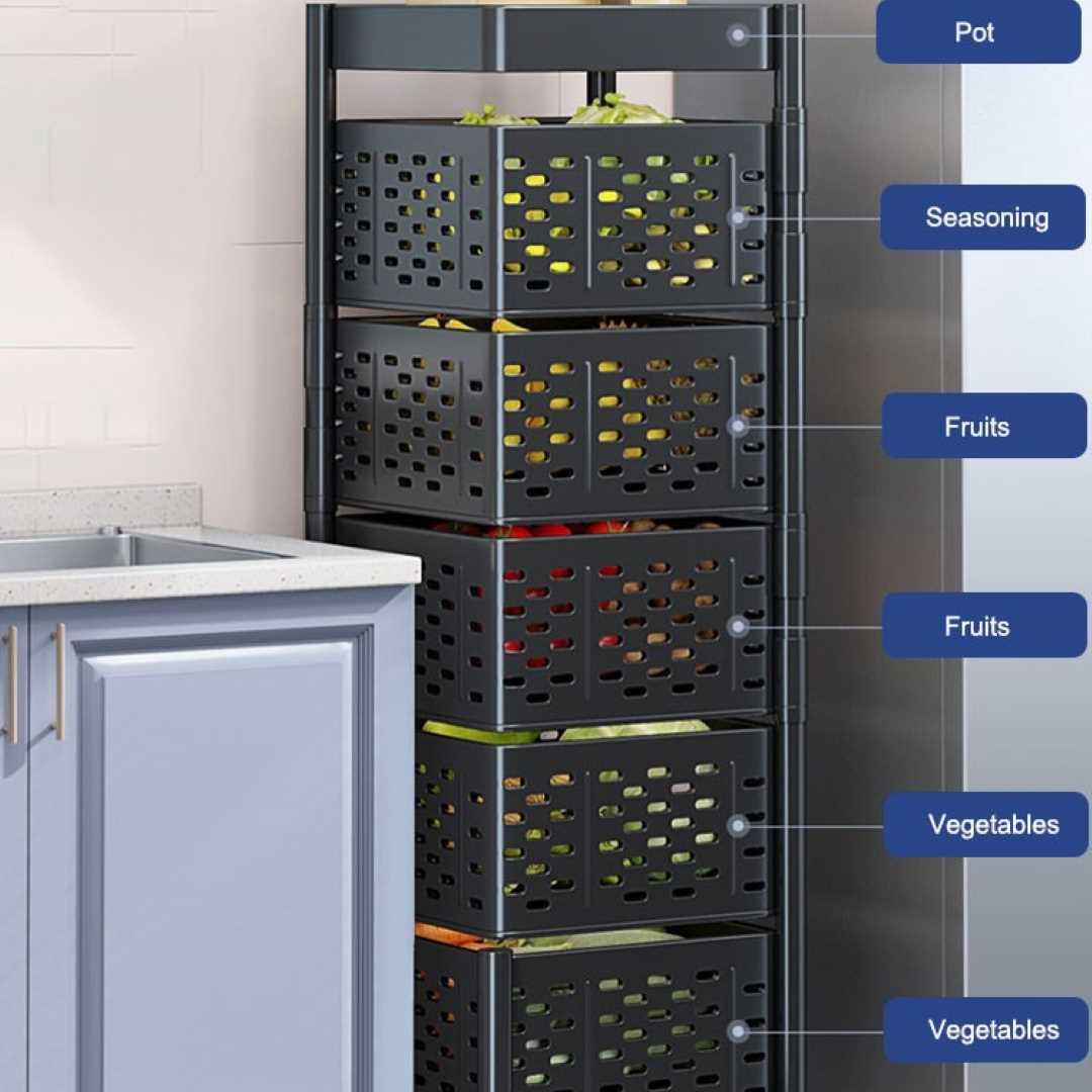 Multi-Layer Vegetable Fruit Basket Rolling storage cart