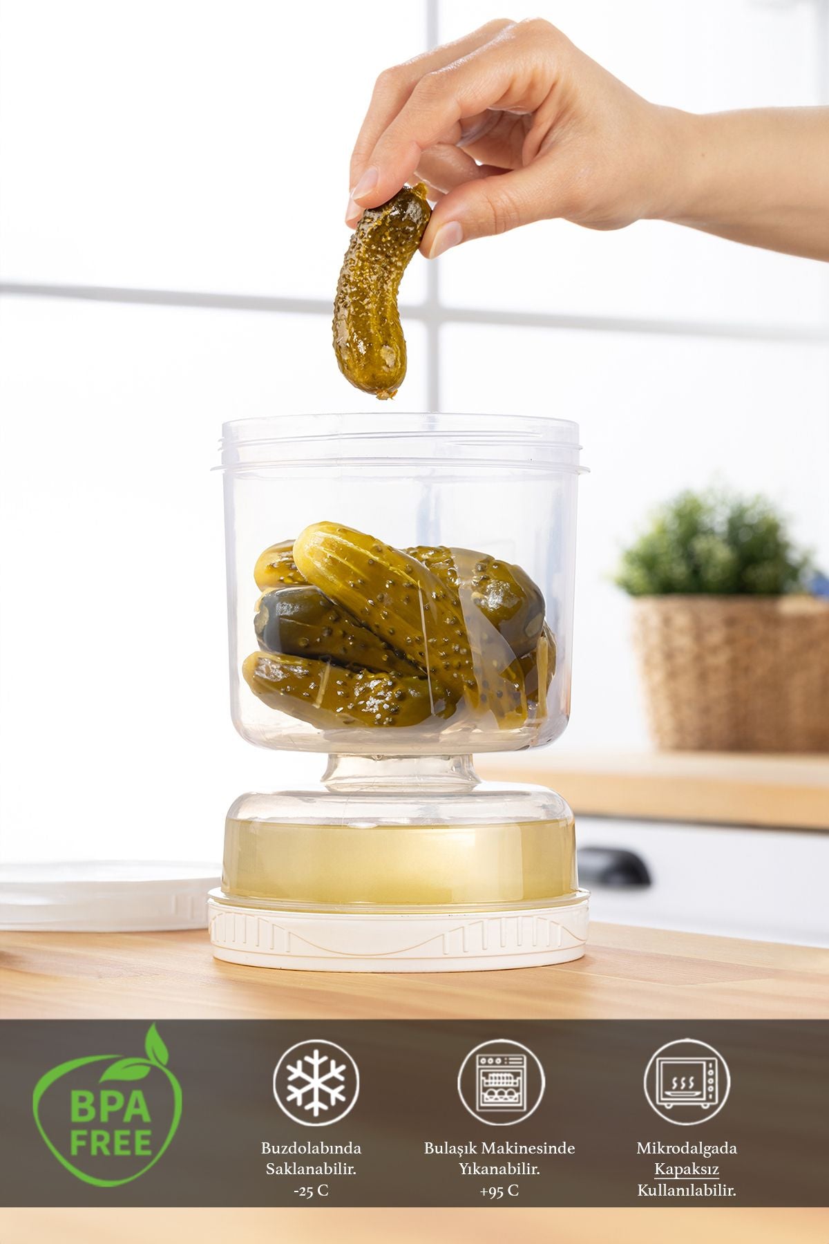 Strainer Leakproof Olive Pickle Jar Storage Container