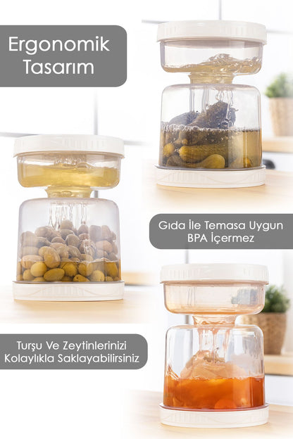 Strainer Leakproof Olive Pickle Jar Storage Container