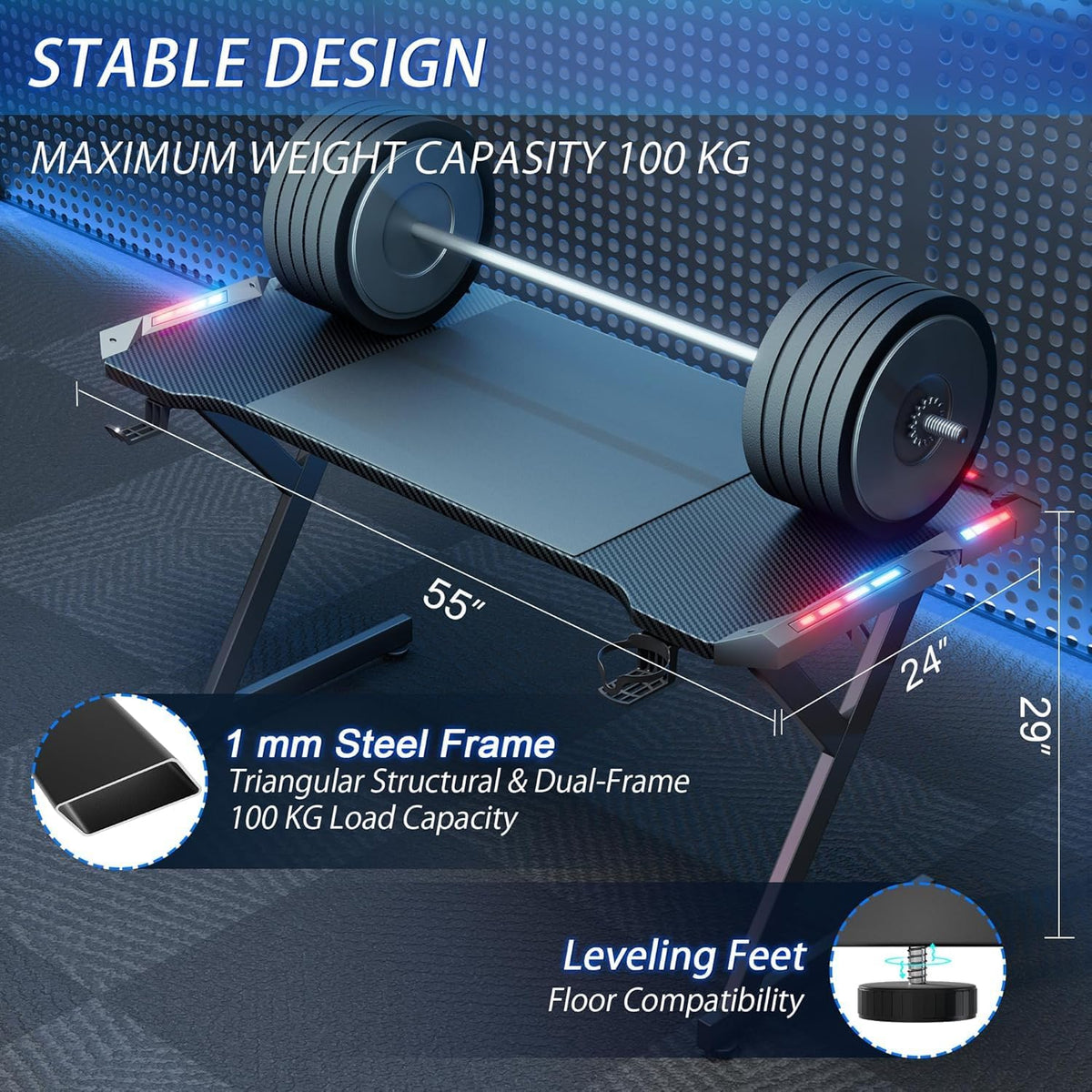 HLDIRECT Gaming Desk  Y14-L  BLACK