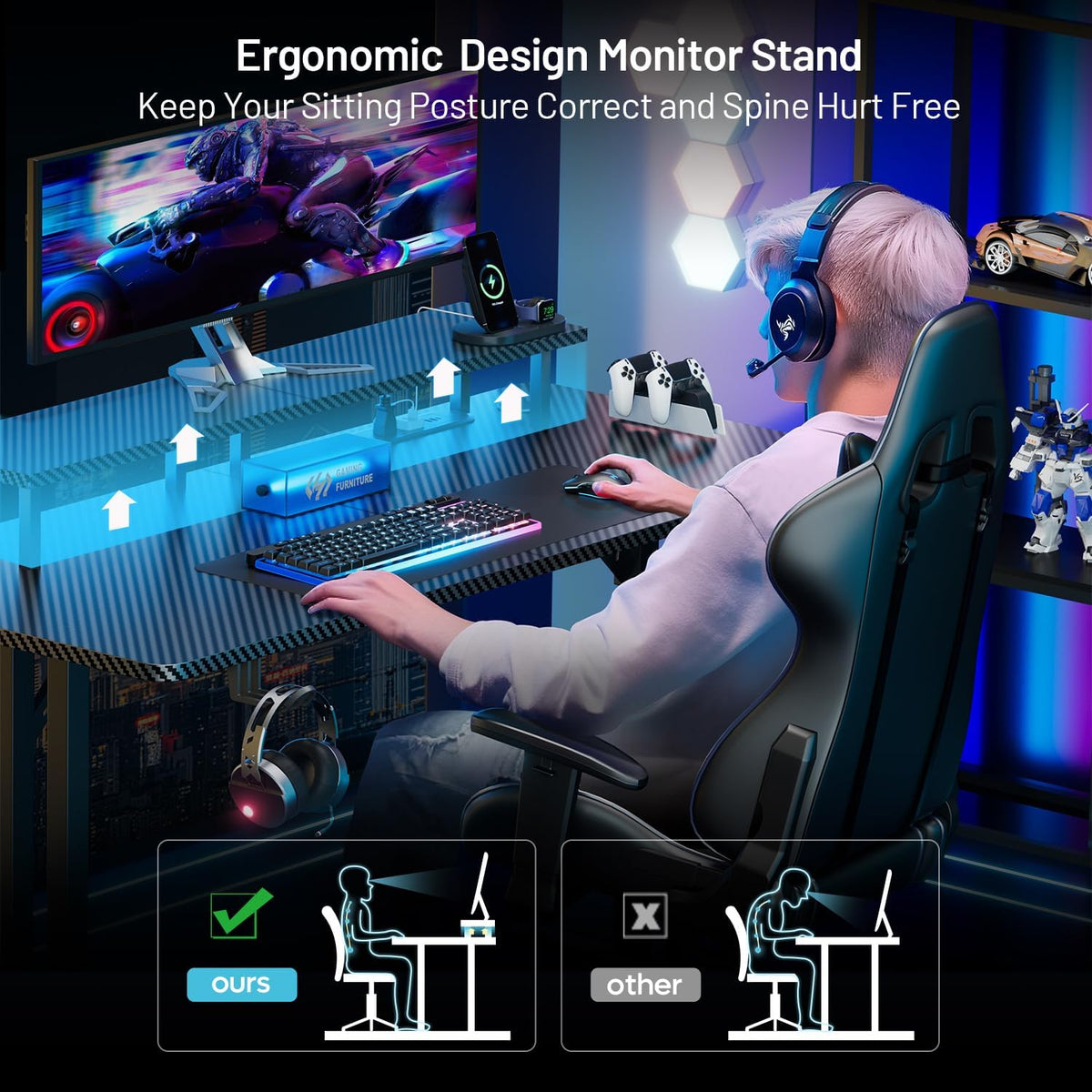 HLDIRECT Gaming Desk II12BLACK