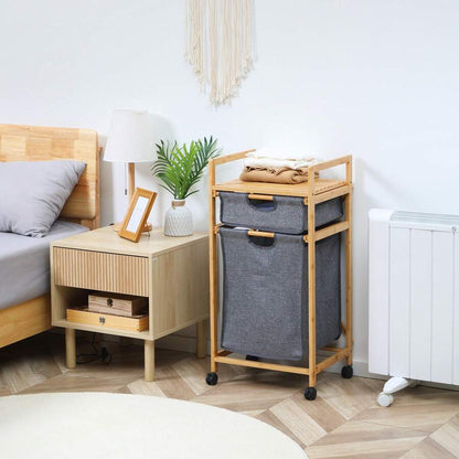 Bamboo 2-tier laundry basket