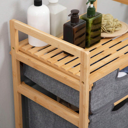 Bamboo 2-tier laundry basket