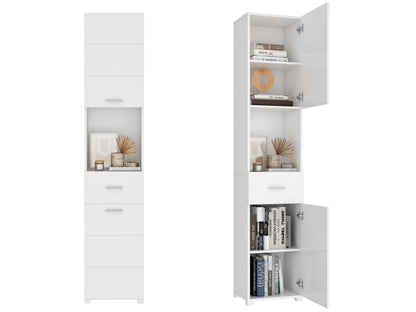 Homfa White Bathroom Storage Cabinet with Doors and Shelves, Modern Wood Style