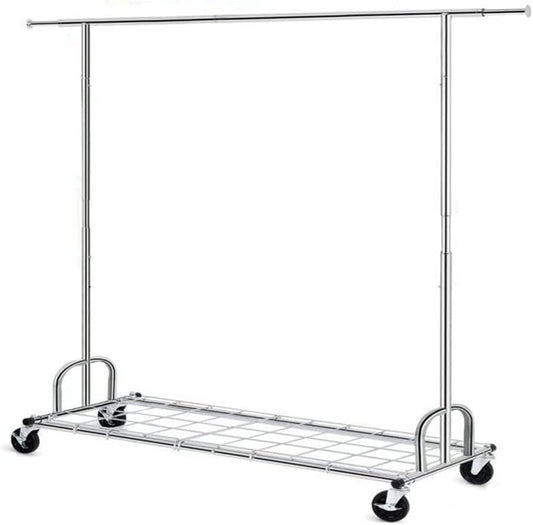 Simple Adjustable 2-in-1 Heavy Duty Clothing Garment Rack