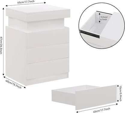 ALFORDSON LED Bedside Table with 3-Drawer