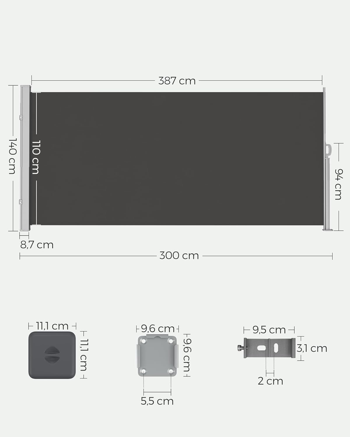 SONGMICS Side Shade, Extendable