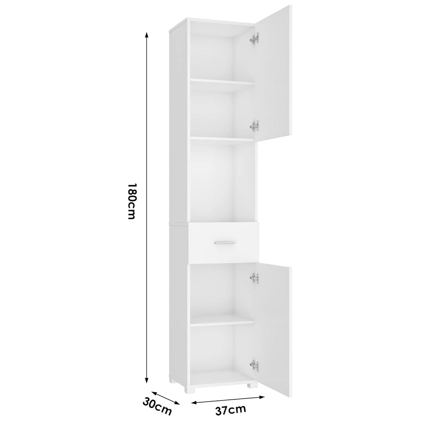 Homfa White Bathroom Storage Cabinet with Doors and Shelves, Modern Wood Style