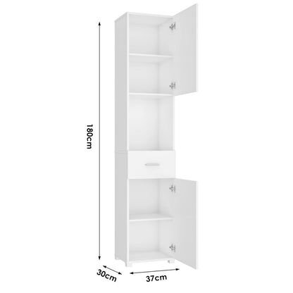 Homfa White Bathroom Storage Cabinet with Doors and Shelves, Modern Wood Style