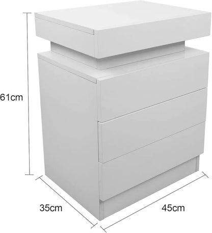 ALFORDSON LED Bedside Table with 3-Drawer