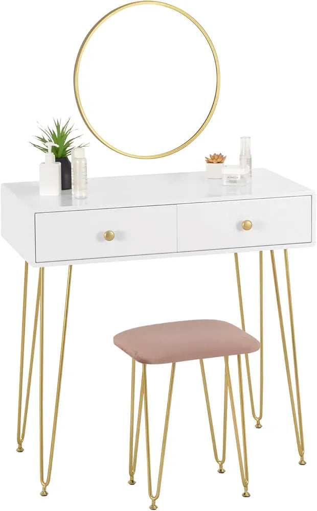 EUGAD Dressing Table with Stool and Wall Mount Mirror makeup vanity