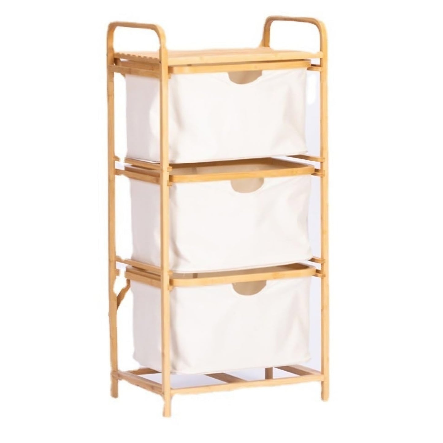 Bamboo White Laundry Basket and Shelf