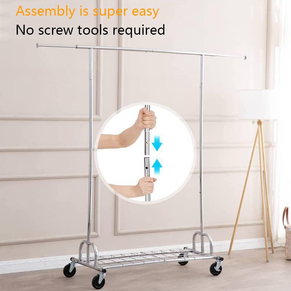 Simple Adjustable 2-in-1 Heavy Duty Clothing Garment Rack