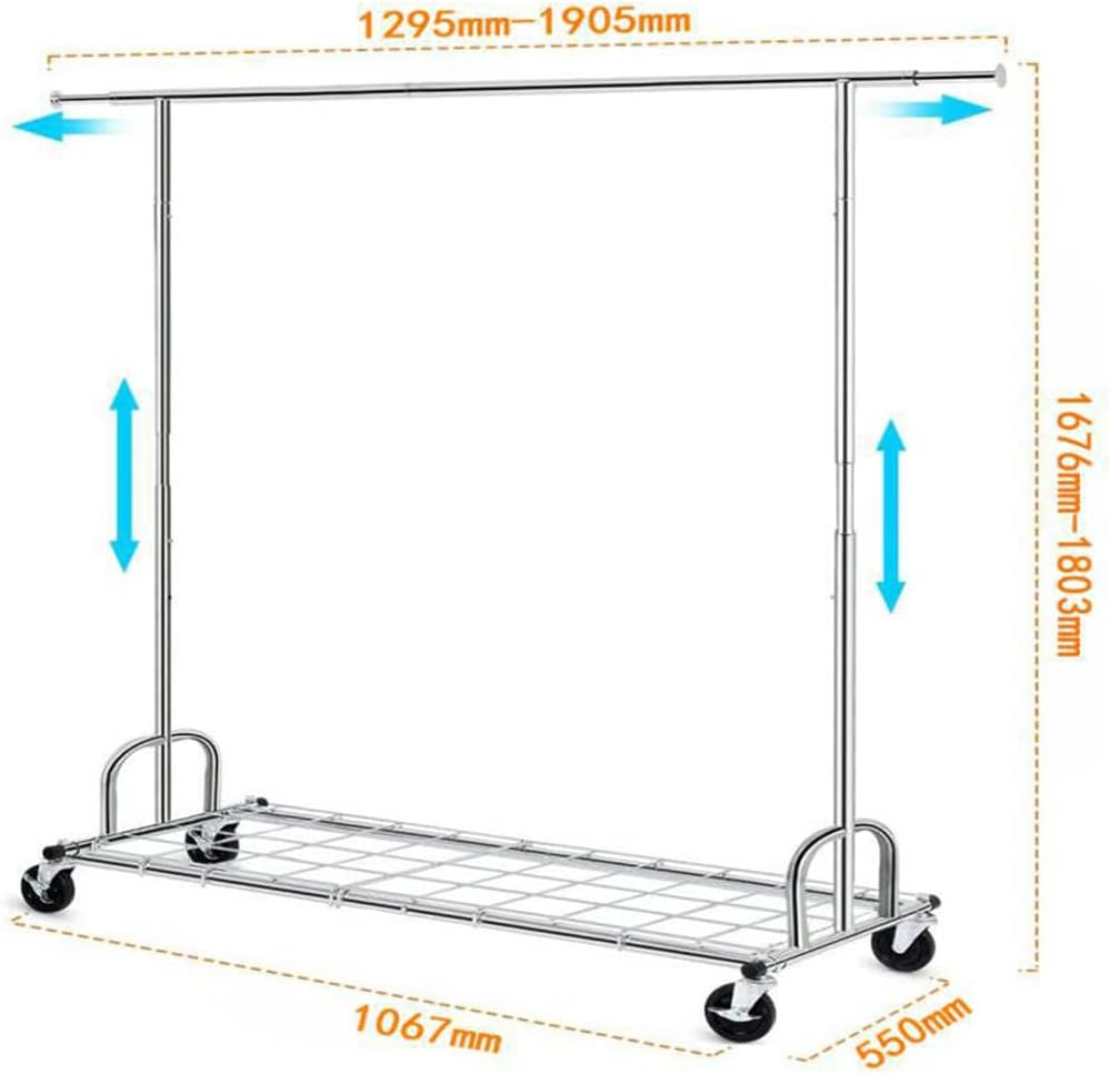 Simple Adjustable 2-in-1 Heavy Duty Clothing Garment Rack