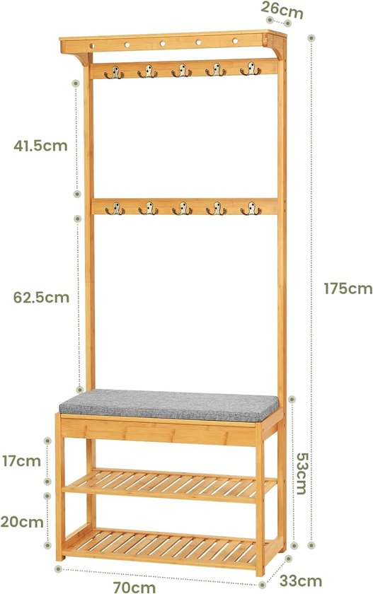 Wardrobe stand with bench Clothes Rack