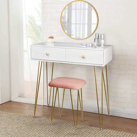 EUGAD Dressing Table with Stool and Wall Mount Mirror makeup vanity
