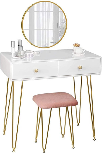EUGAD Dressing Table with Stool and Wall Mount Mirror makeup vanity