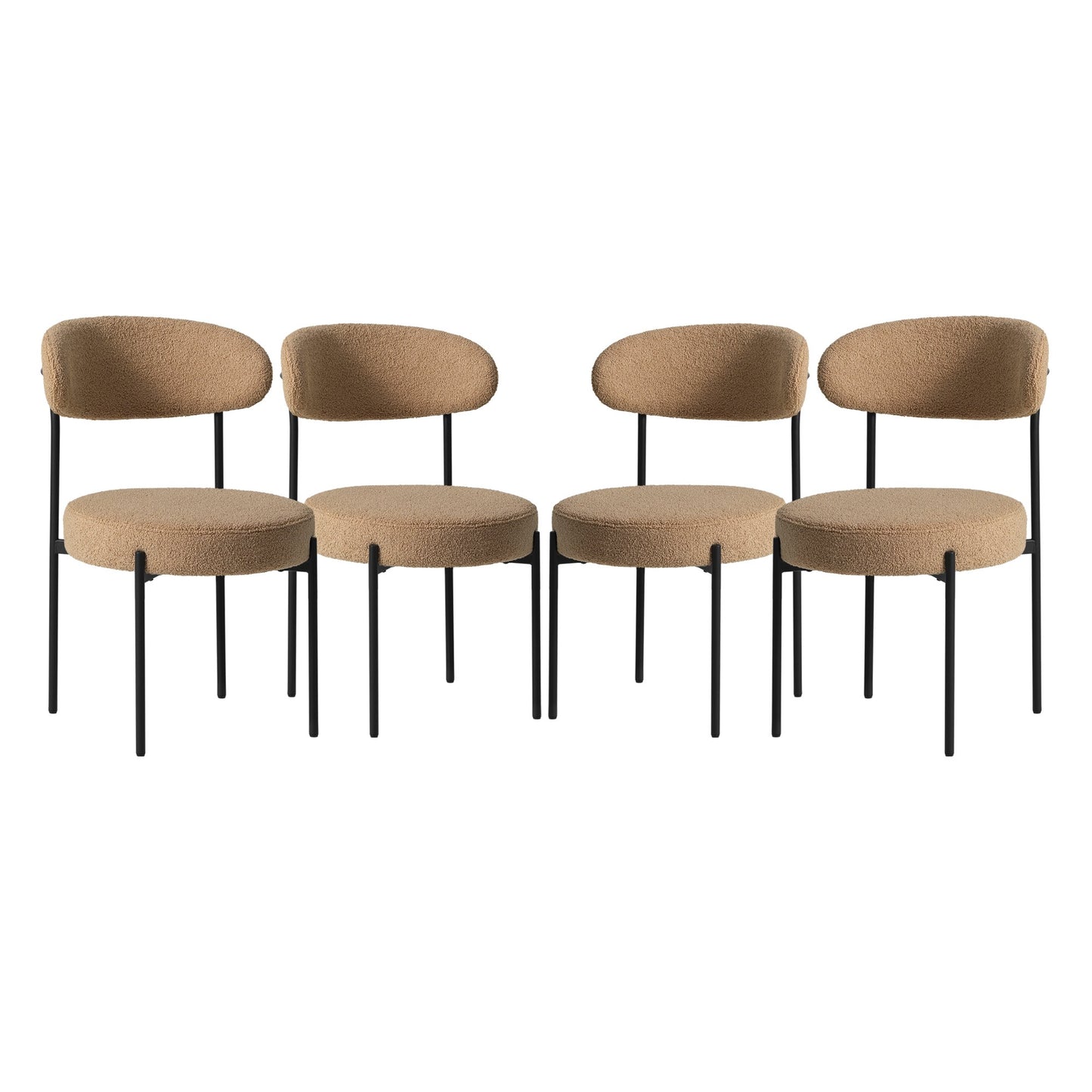 WestinTrends Alexandria Mid-Century Modern Upholstered Sherpa Round Dining Chairs Set of 4
