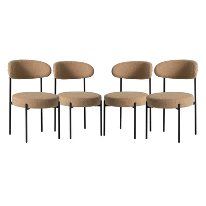 WestinTrends Alexandria Mid-Century Modern Upholstered Sherpa Round Dining Chairs Set of 4