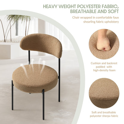 WestinTrends Alexandria Mid-Century Modern Upholstered Sherpa Round Dining Chairs Set of 4