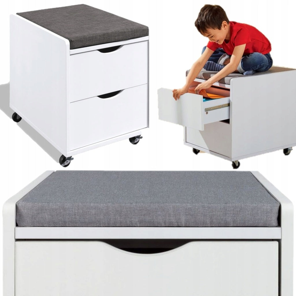 Livarno Home Mobile Pedestal with 2 Drawers and Seat Cushion