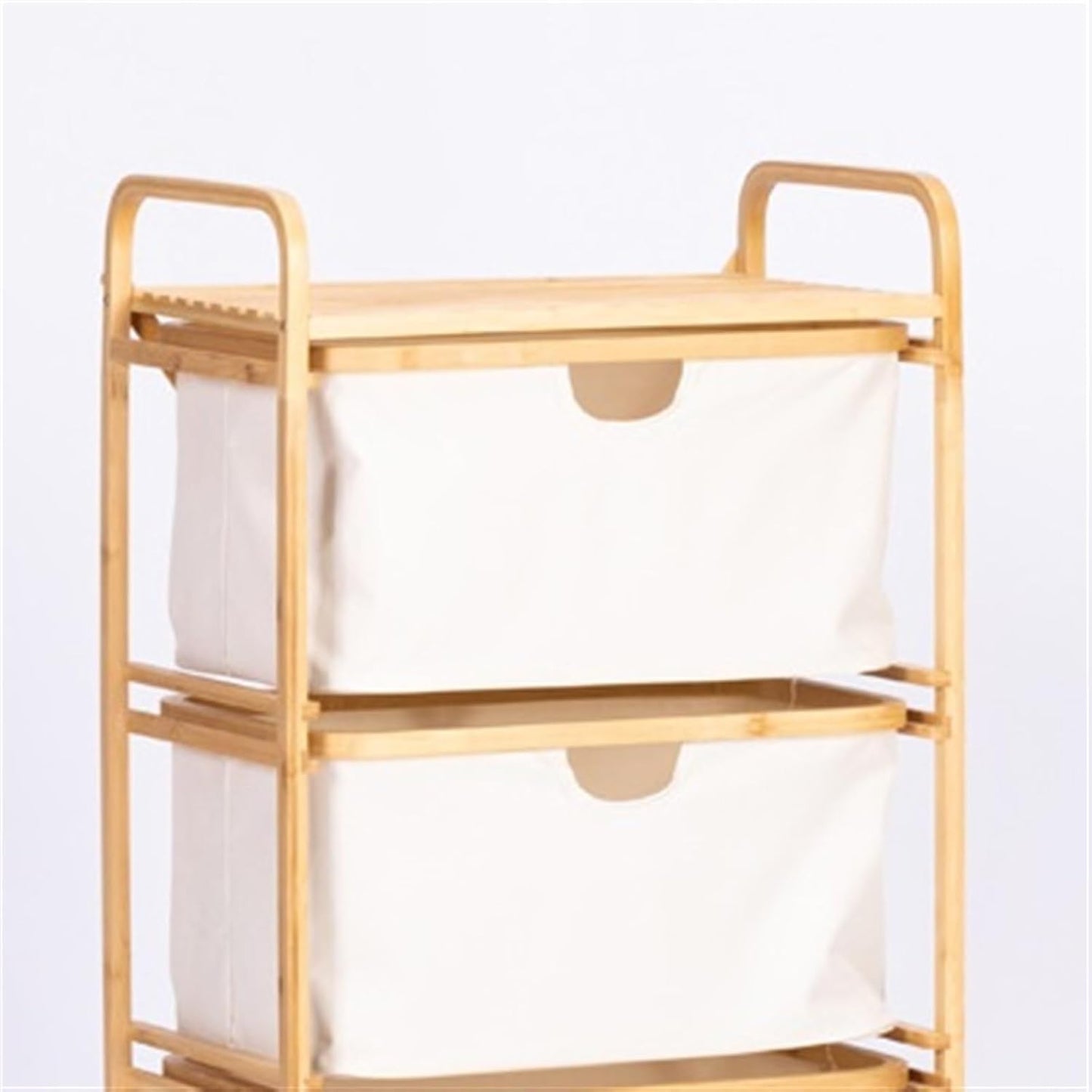 Bamboo White Laundry Basket and Shelf