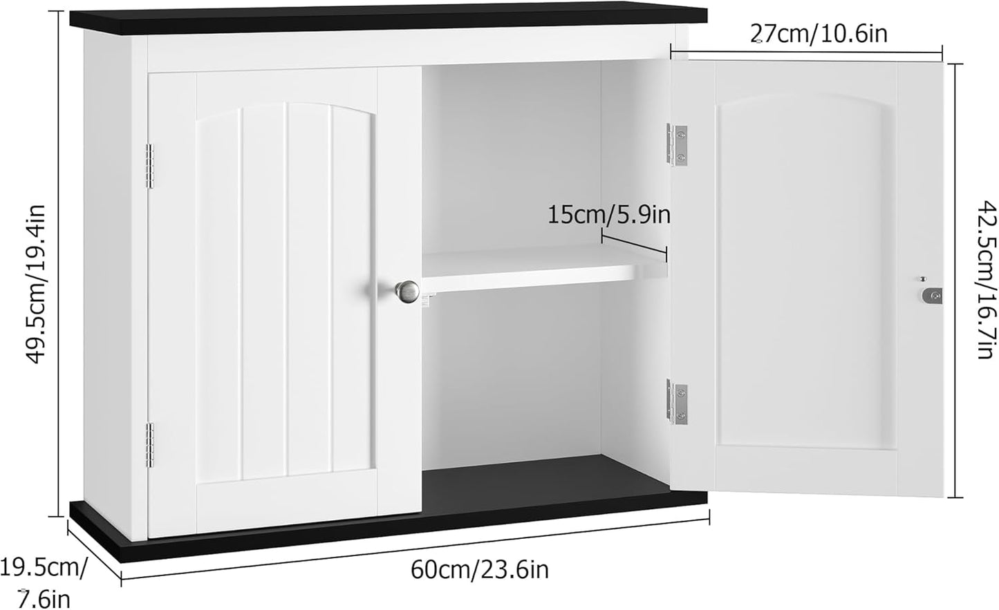 HOCSOK Wall Cabinet with 2 Doors, Bathroom, Kitchen