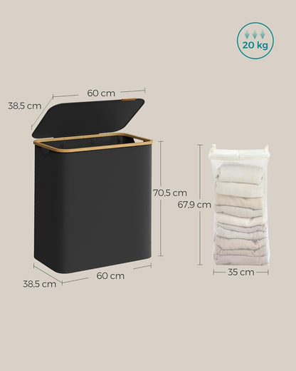 SONGMICS Laundry Basket with 3 Compartments LCB515B01V1