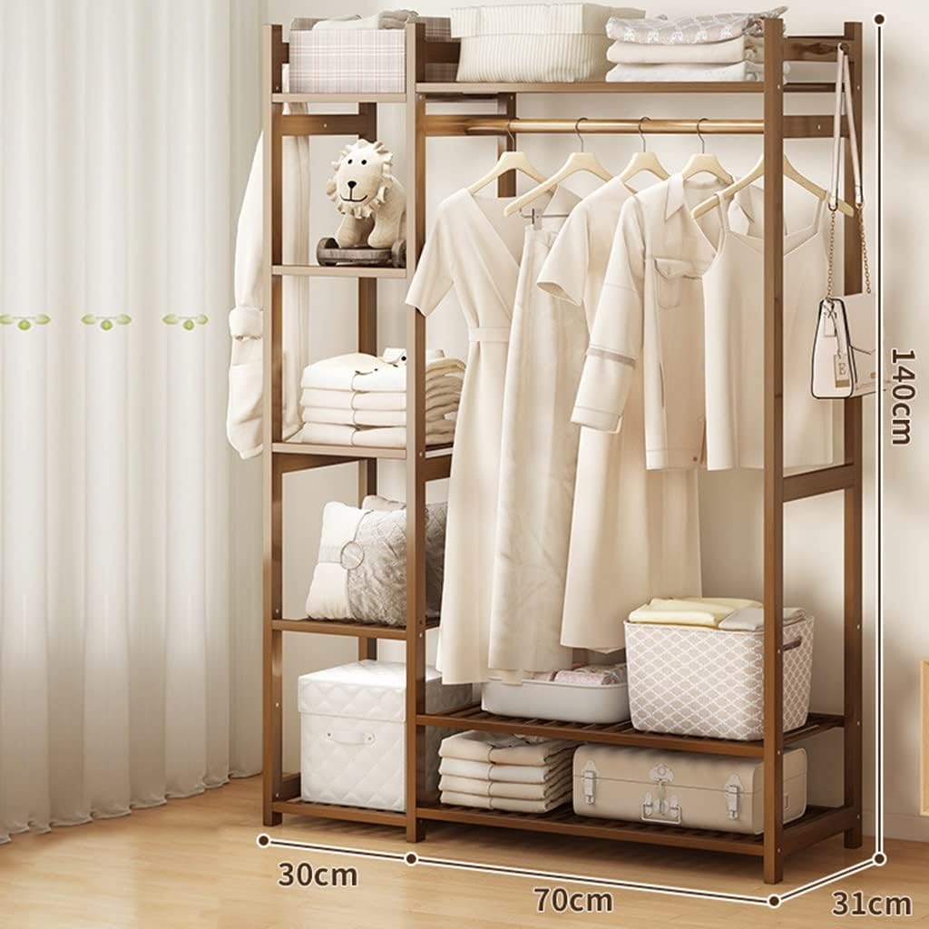 Bamboo Clothes Rack with Shelves