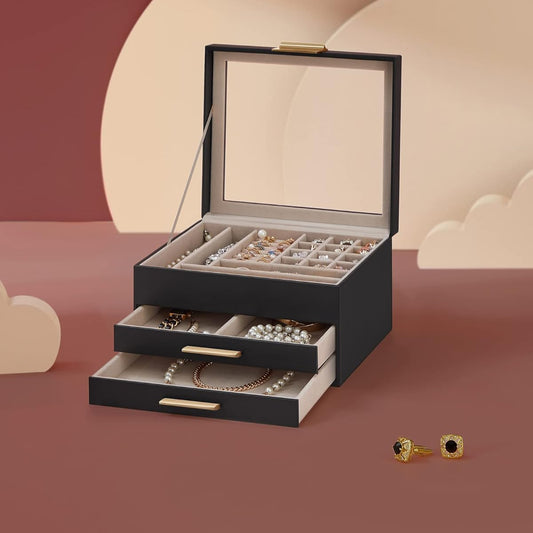 SONGMICS Jewellery Box with Glass Lid