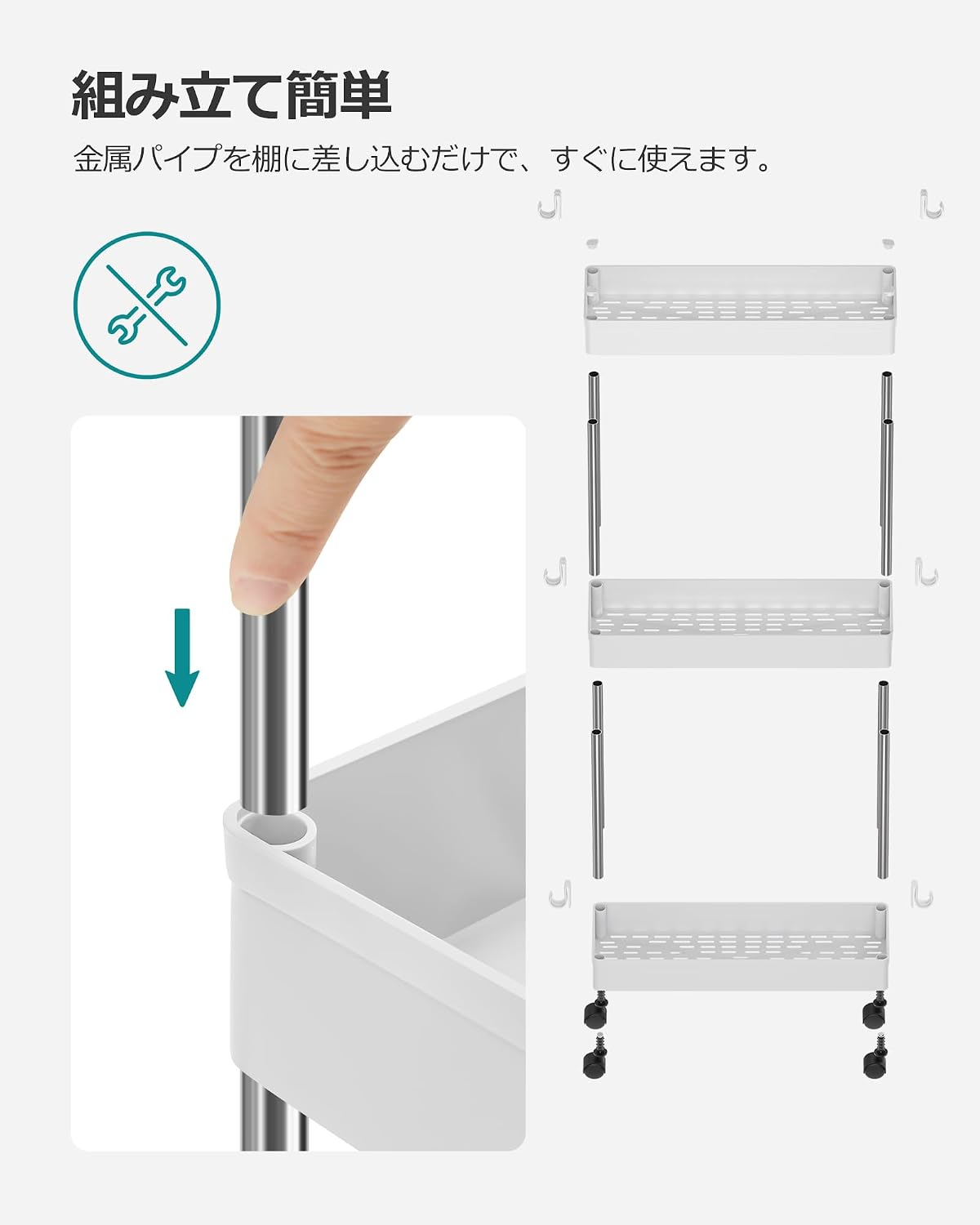 SONGMICS Kitchen Wagon, Kitchen Rack KSC007W01V1