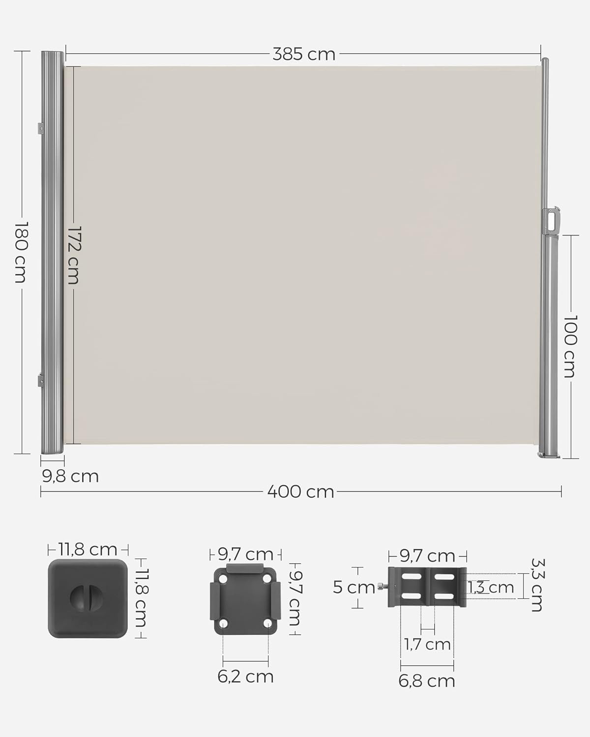 SONGMICS Side Shade, Extendable