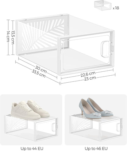 SONGMICS Clear Shoe Boxes, Set of 18