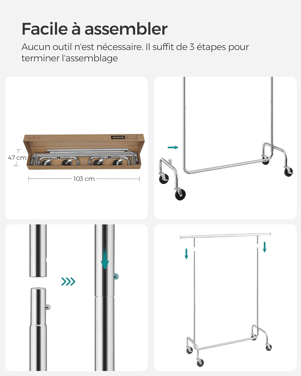 SONGMICS Heavy Duty Clothes Rack on Wheels