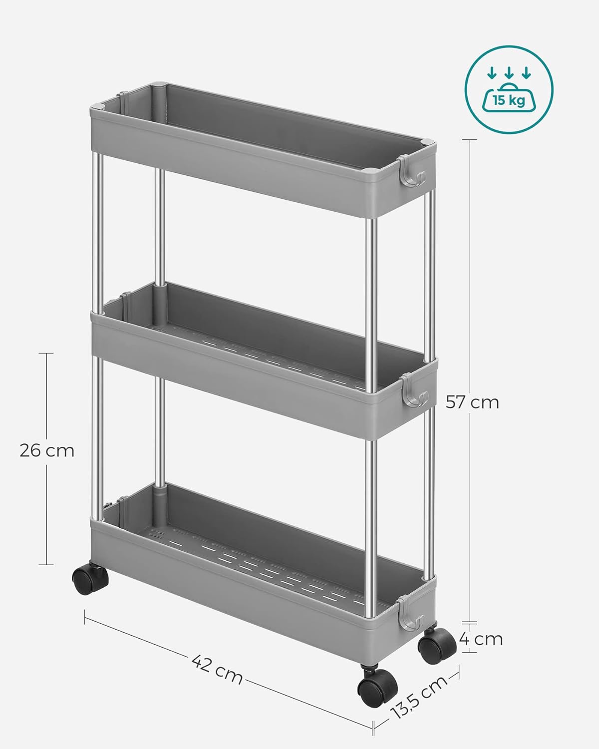 SONGMICS 3-Tier Storage Trolley,