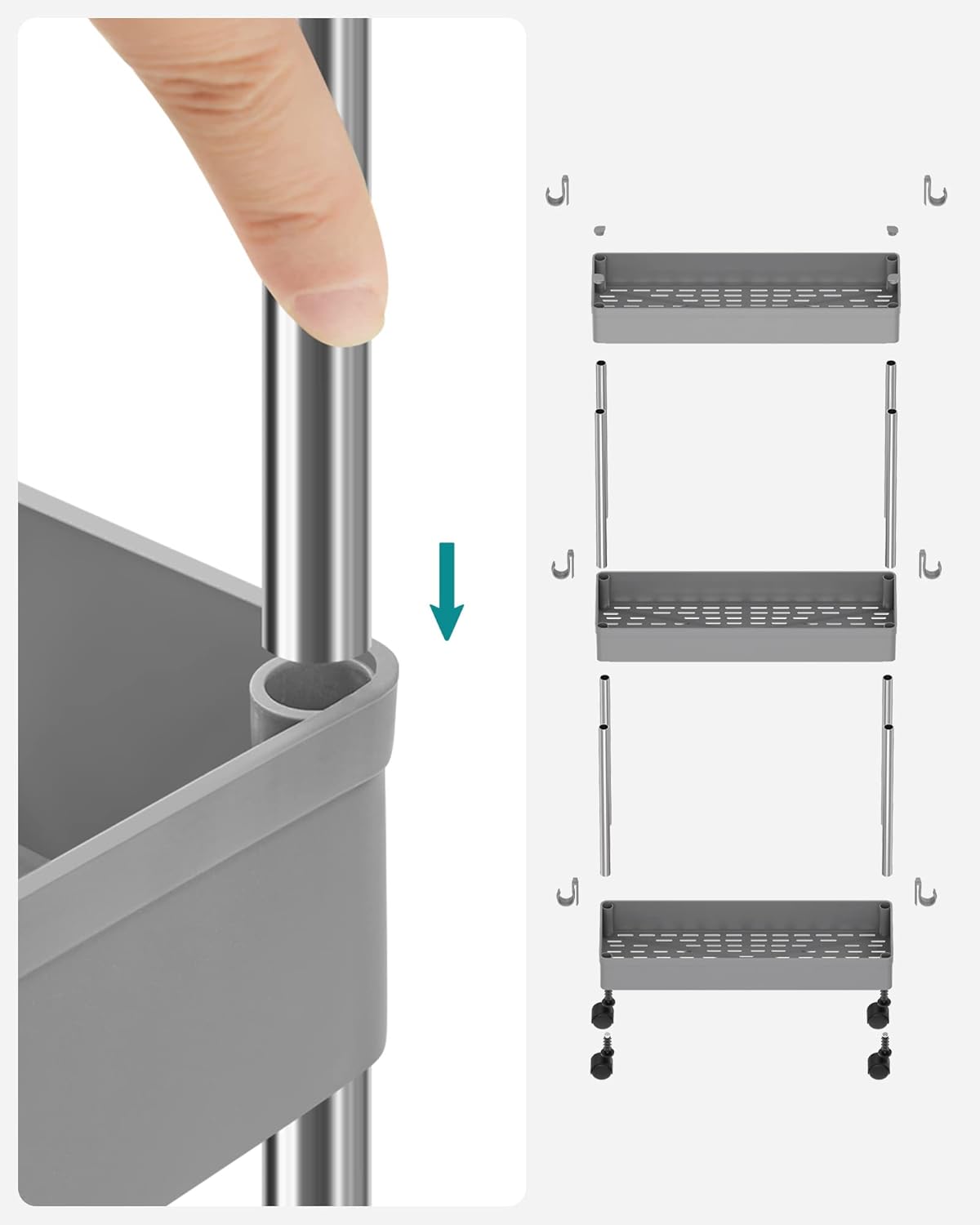 SONGMICS 3-Tier Storage Trolley,