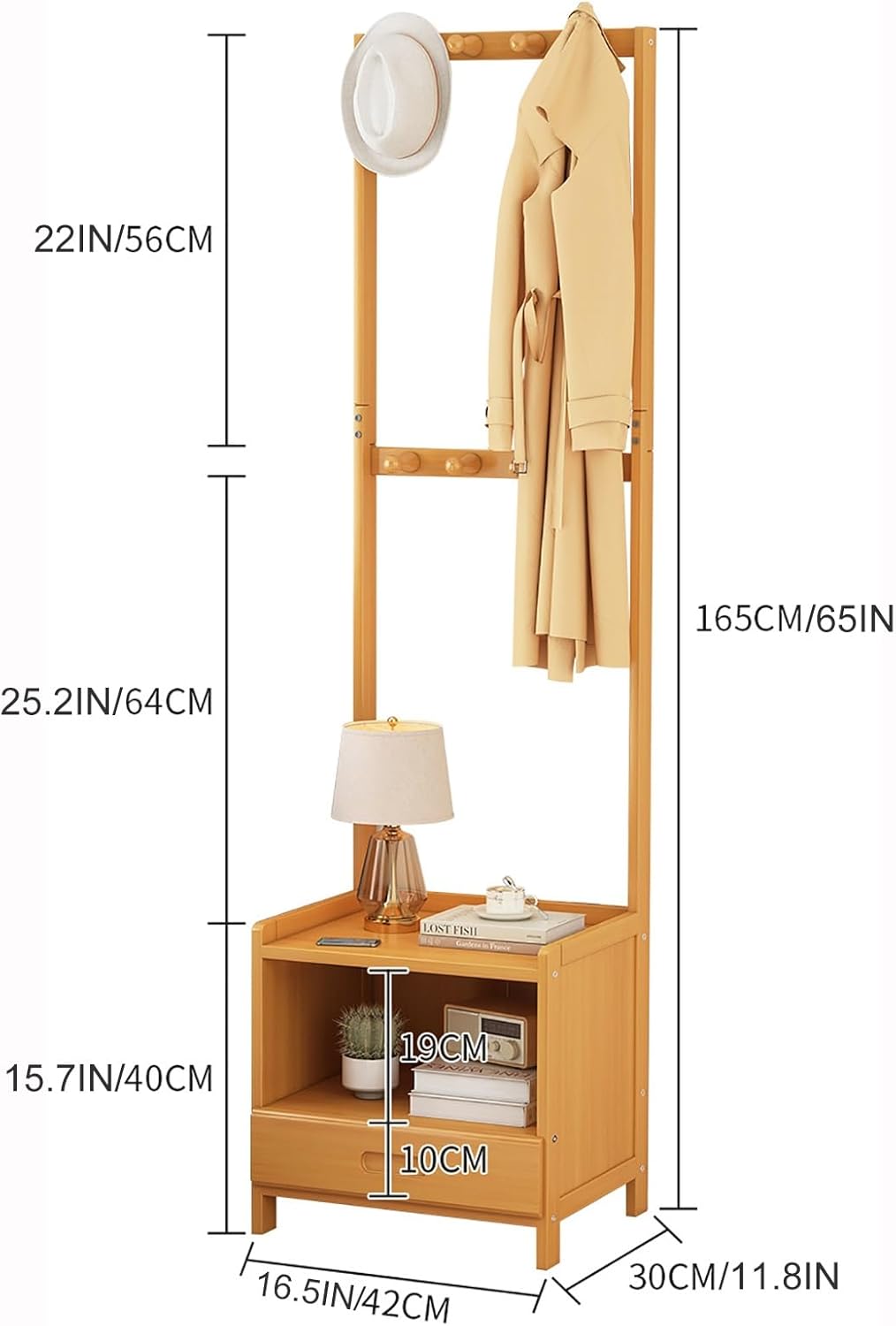 Bamboo Coat Clothes Rack Stand