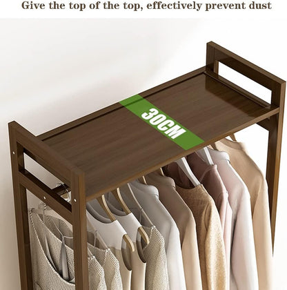 Bamboo Clothes Rack with Shelves