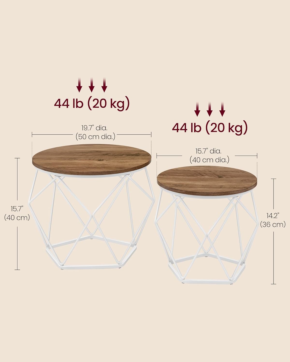 VASAGLE SET OF 2 Round Coffee Table