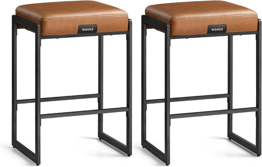 VASAGLE EKHO Collection 2 Pack PU Bar Stools with Stitching LBC086K01