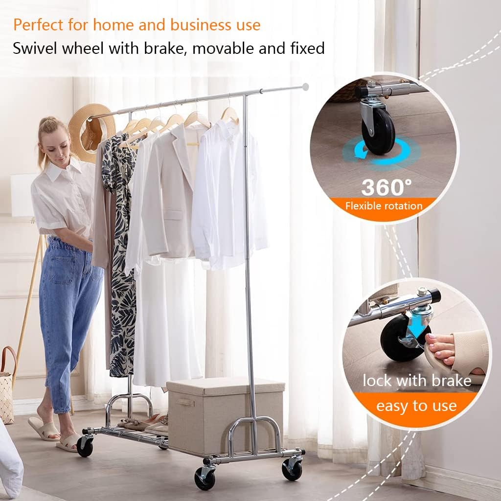 Simple Adjustable 2-in-1 Heavy Duty Clothing Garment Rack