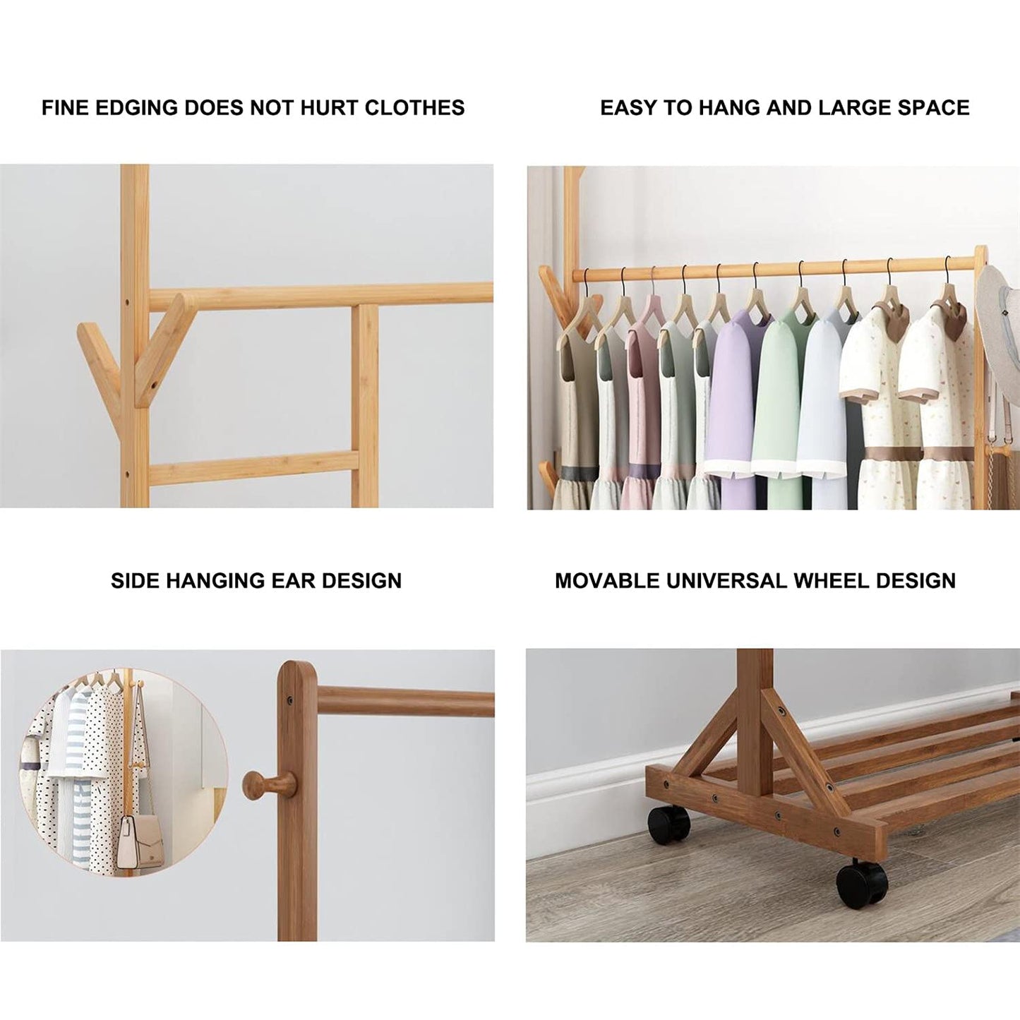 Bamboo Coat Clothes Rack Stand