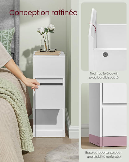VASAGLE KAILYN Collection - Narrow Bedside Table LET656W01V1